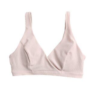 Lululemon Clear Waters Bikini Top, Pale Pink, Ribbed, V-Neck, C/D Cup, Size 4